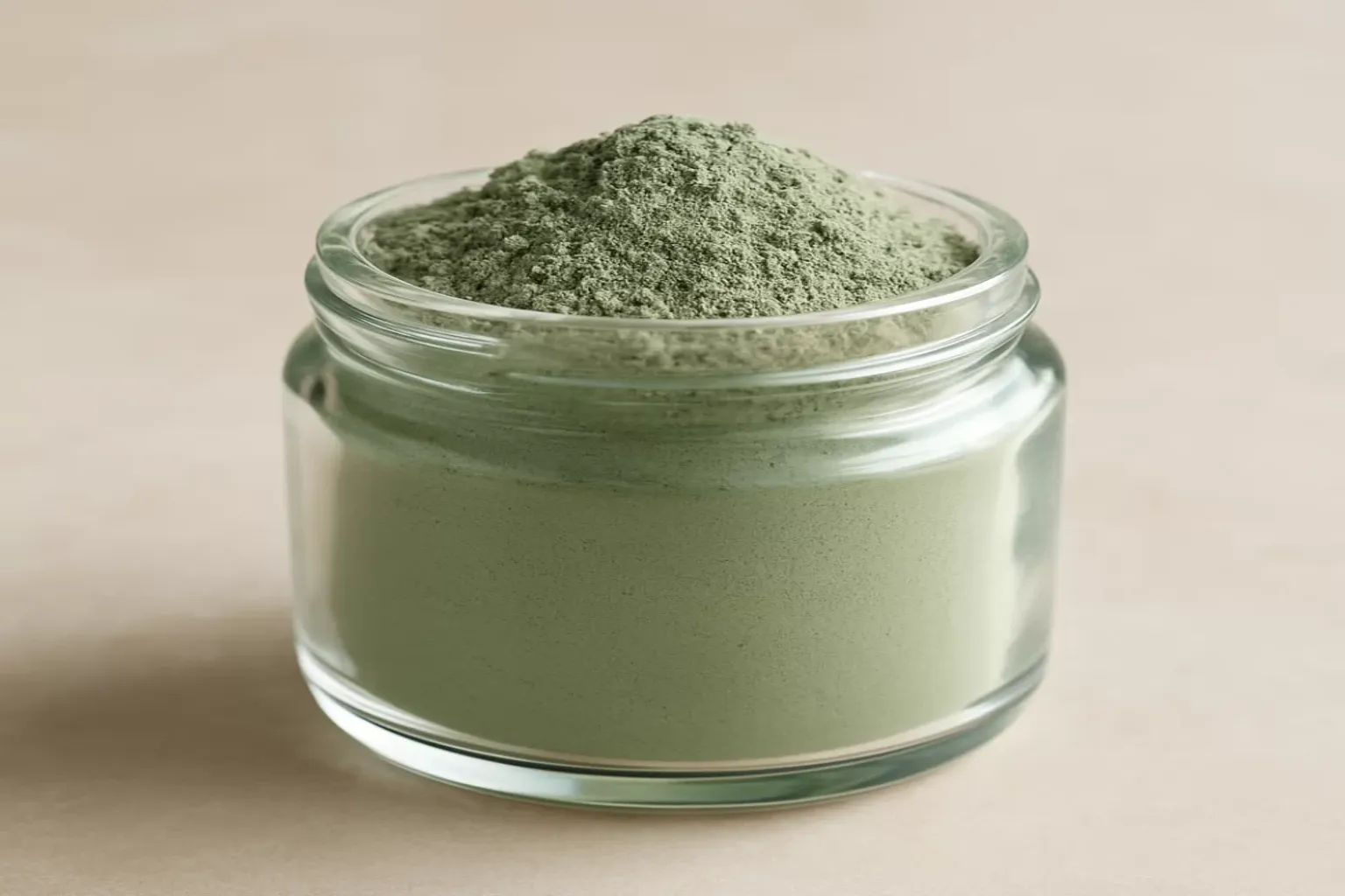 frasco com argila verde em pó pura